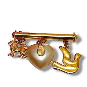 Vintage Liz Claiborne Bar Pin with Charms